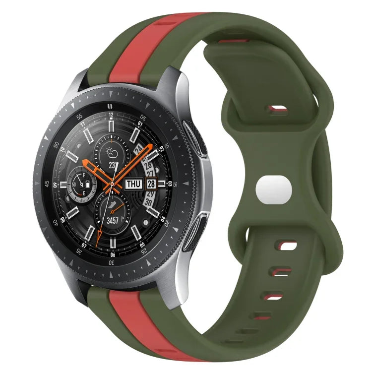 สายซิลิโคนสองสีพร้อมหัวเข็มขัดแบบผีเสื้อขนาด 22 มม. สำหรับ Samsung Galaxy Watch3 ขนาด 45 มม., สำหรับ Samsung Galaxy Watch ขนาด 46 มม., สำหรับ Samsung Gear S3 Classic, สำหรับ Samsung Gear S3 Frontier