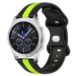สายซิลิโคนสองสีพร้อมหัวเข็มขัดแบบผีเสื้อขนาด 22 มม. สำหรับ Samsung Galaxy Watch3 ขนาด 45 มม., สำหรับ Samsung Galaxy Watch ขนาด 46 มม., สำหรับ Samsung Gear S3 Classic, สำหรับ Samsung Gear S3 Frontier