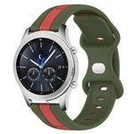 สายซิลิโคนสองสีพร้อมหัวเข็มขัดแบบผีเสื้อขนาด 22 มม. สำหรับ Samsung Galaxy Watch3 ขนาด 45 มม., สำหรับ Samsung Galaxy Watch ขนาด 46 มม., สำหรับ Samsung Gear S3 Classic, สำหรับ Samsung Gear S3 Frontier