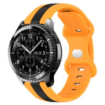 สายซิลิโคนสองสีพร้อมหัวเข็มขัดแบบผีเสื้อขนาด 22 มม. สำหรับ Samsung Galaxy Watch3 ขนาด 45 มม., สำหรับ Samsung Galaxy Watch ขนาด 46 มม., สำหรับ Samsung Gear S3 Classic, สำหรับ Samsung Gear S3 Frontier