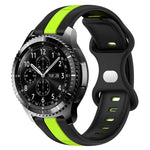 สายซิลิโคนสองสีพร้อมหัวเข็มขัดแบบผีเสื้อขนาด 22 มม. สำหรับ Samsung Galaxy Watch3 ขนาด 45 มม., สำหรับ Samsung Galaxy Watch ขนาด 46 มม., สำหรับ Samsung Gear S3 Classic, สำหรับ Samsung Gear S3 Frontier