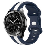 สายซิลิโคนสองสีพร้อมหัวเข็มขัดแบบผีเสื้อขนาด 22 มม. สำหรับ Samsung Galaxy Watch3 ขนาด 45 มม., สำหรับ Samsung Galaxy Watch ขนาด 46 มม., สำหรับ Samsung Gear S3 Classic, สำหรับ Samsung Gear S3 Frontier