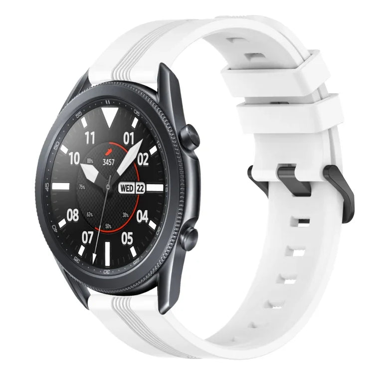 สายรัดนาฬิกาซิลิโคนลายเส้นเว้าขนาด 22 มม. สำหรับ Samsung Galaxy Watch3 ขนาด 45 มม., สำหรับ Samsung Galaxy Watch ขนาด 46 มม., สำหรับ Samsung Gear S3 Classic, สำหรับ Samsung Gear S3 Frontier