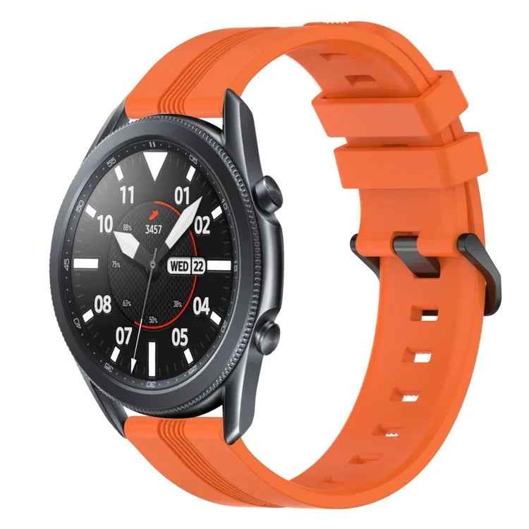 สายรัดนาฬิกาซิลิโคนลายเส้นเว้าขนาด 22 มม. สำหรับ Samsung Galaxy Watch3 ขนาด 45 มม., สำหรับ Samsung Galaxy Watch ขนาด 46 มม., สำหรับ Samsung Gear S3 Classic, สำหรับ Samsung Gear S3 Frontier
