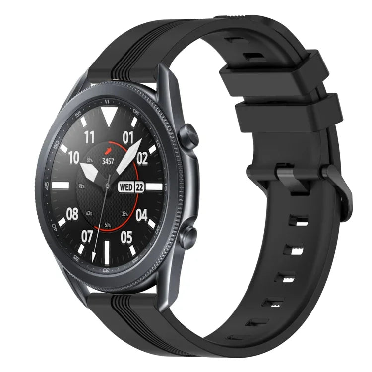 สายรัดนาฬิกาซิลิโคนลายเส้นเว้าขนาด 22 มม. สำหรับ Samsung Galaxy Watch3 ขนาด 45 มม., สำหรับ Samsung Galaxy Watch ขนาด 46 มม., สำหรับ Samsung Gear S3 Classic, สำหรับ Samsung Gear S3 Frontier