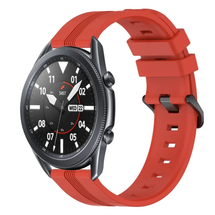 สายรัดนาฬิกาซิลิโคนลายเส้นเว้าขนาด 22 มม. สำหรับ Samsung Galaxy Watch3 ขนาด 45 มม., สำหรับ Samsung Galaxy Watch ขนาด 46 มม., สำหรับ Samsung Gear S3 Classic, สำหรับ Samsung Gear S3 Frontier