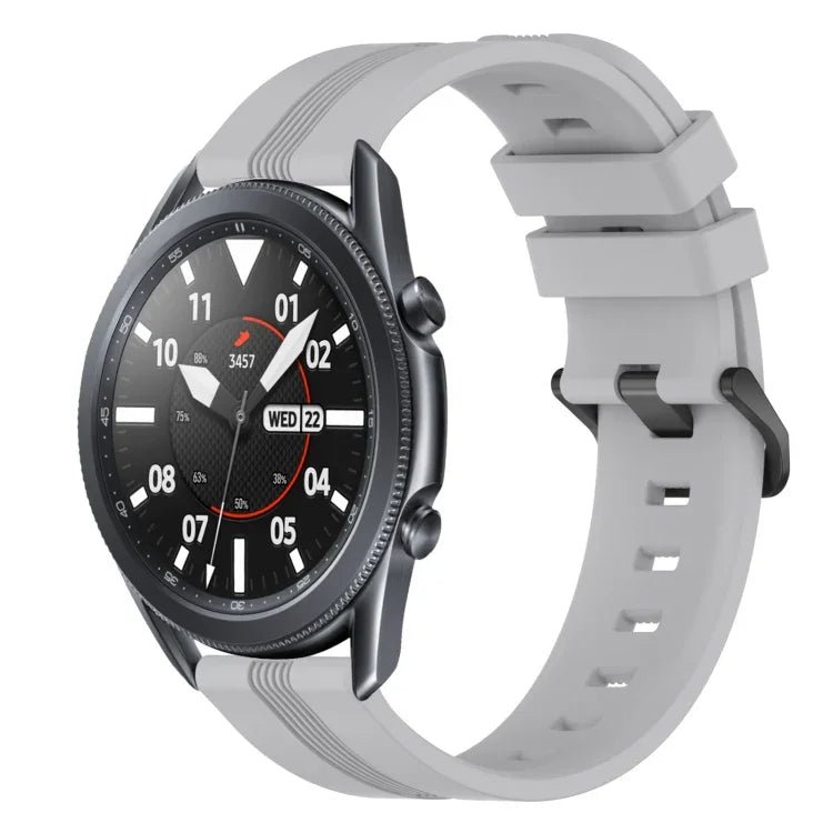 สายรัดนาฬิกาซิลิโคนลายเส้นเว้าขนาด 22 มม. สำหรับ Samsung Galaxy Watch3 ขนาด 45 มม., สำหรับ Samsung Galaxy Watch ขนาด 46 มม., สำหรับ Samsung Gear S3 Classic, สำหรับ Samsung Gear S3 Frontier