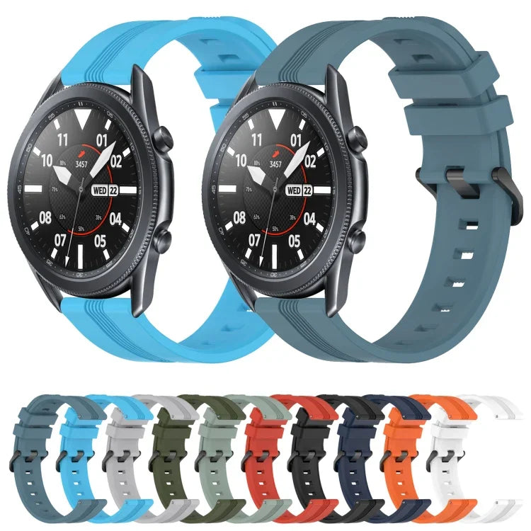 สายรัดนาฬิกาซิลิโคนลายเส้นเว้าขนาด 22 มม. สำหรับ Samsung Galaxy Watch3 ขนาด 45 มม., สำหรับ Samsung Galaxy Watch ขนาด 46 มม., สำหรับ Samsung Gear S3 Classic, สำหรับ Samsung Gear S3 Frontier