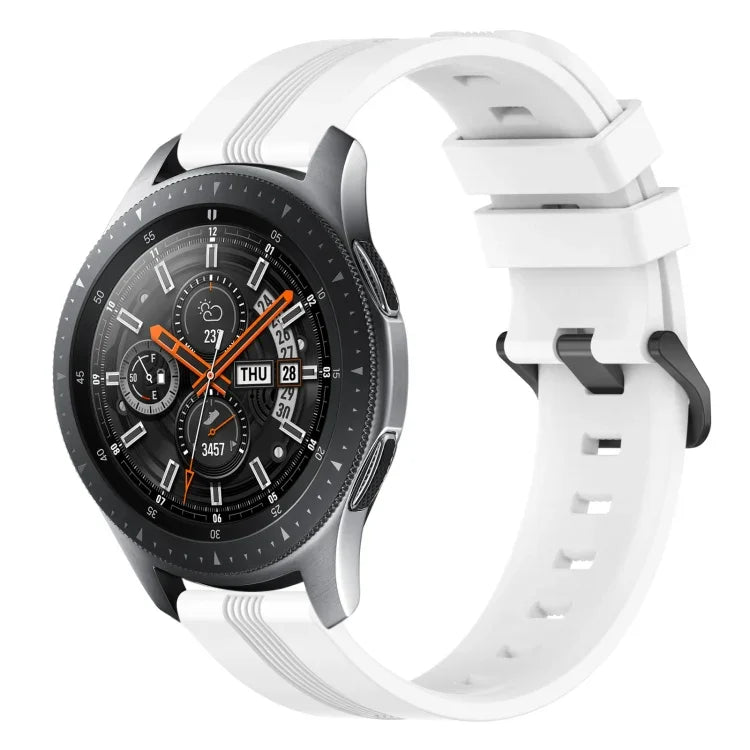 สายรัดนาฬิกาซิลิโคนลายเส้นเว้าขนาด 22 มม. สำหรับ Samsung Galaxy Watch3 ขนาด 45 มม., สำหรับ Samsung Galaxy Watch ขนาด 46 มม., สำหรับ Samsung Gear S3 Classic, สำหรับ Samsung Gear S3 Frontier