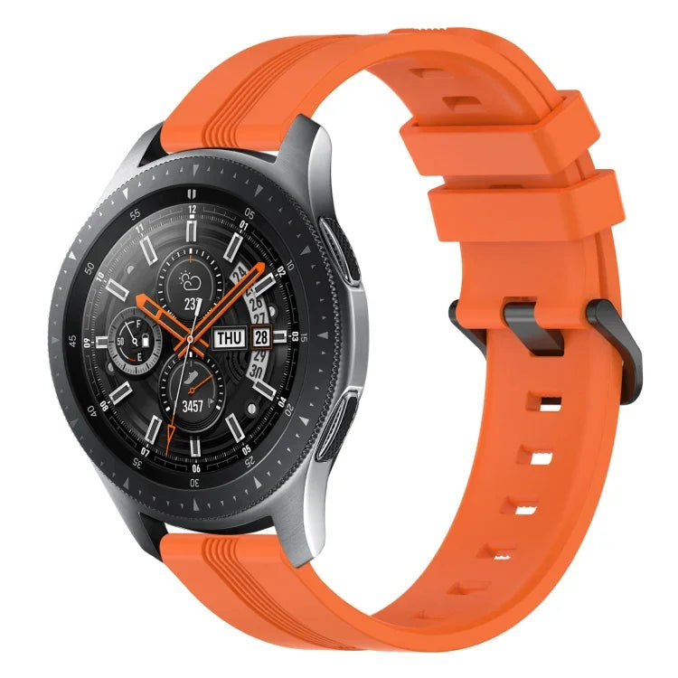 สายรัดนาฬิกาซิลิโคนลายเส้นเว้าขนาด 22 มม. สำหรับ Samsung Galaxy Watch3 ขนาด 45 มม., สำหรับ Samsung Galaxy Watch ขนาด 46 มม., สำหรับ Samsung Gear S3 Classic, สำหรับ Samsung Gear S3 Frontier
