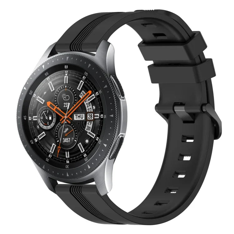 สายรัดนาฬิกาซิลิโคนลายเส้นเว้าขนาด 22 มม. สำหรับ Samsung Galaxy Watch3 ขนาด 45 มม., สำหรับ Samsung Galaxy Watch ขนาด 46 มม., สำหรับ Samsung Gear S3 Classic, สำหรับ Samsung Gear S3 Frontier