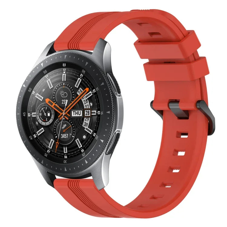 สายรัดนาฬิกาซิลิโคนลายเส้นเว้าขนาด 22 มม. สำหรับ Samsung Galaxy Watch3 ขนาด 45 มม., สำหรับ Samsung Galaxy Watch ขนาด 46 มม., สำหรับ Samsung Gear S3 Classic, สำหรับ Samsung Gear S3 Frontier