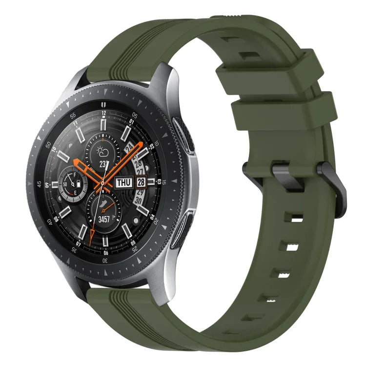 สายรัดนาฬิกาซิลิโคนลายเส้นเว้าขนาด 22 มม. สำหรับ Samsung Galaxy Watch3 ขนาด 45 มม., สำหรับ Samsung Galaxy Watch ขนาด 46 มม., สำหรับ Samsung Gear S3 Classic, สำหรับ Samsung Gear S3 Frontier