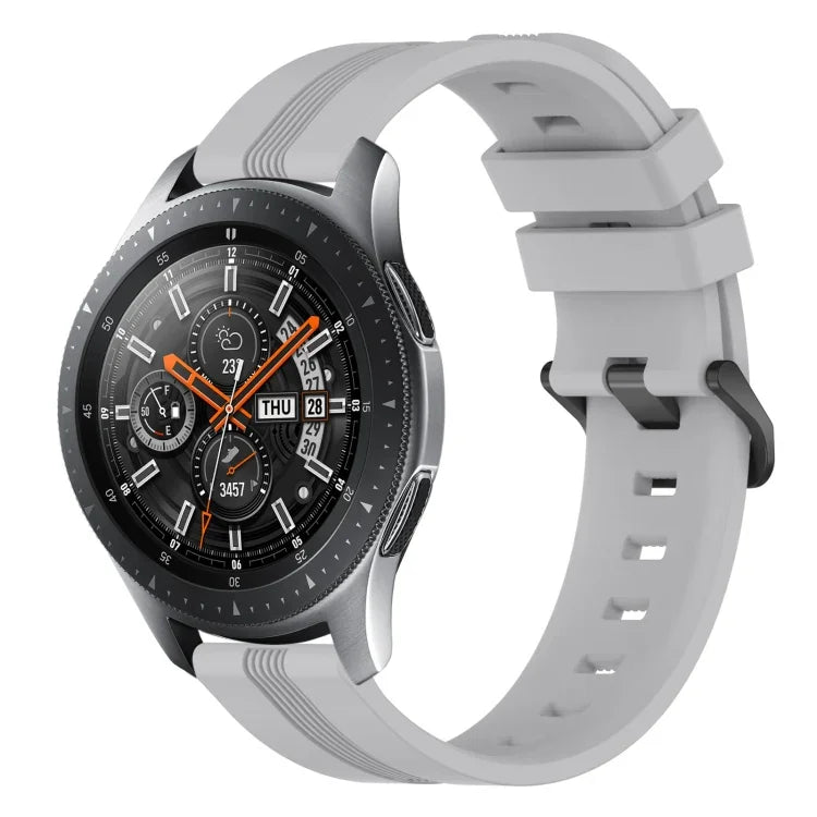 สายรัดนาฬิกาซิลิโคนลายเส้นเว้าขนาด 22 มม. สำหรับ Samsung Galaxy Watch3 ขนาด 45 มม., สำหรับ Samsung Galaxy Watch ขนาด 46 มม., สำหรับ Samsung Gear S3 Classic, สำหรับ Samsung Gear S3 Frontier