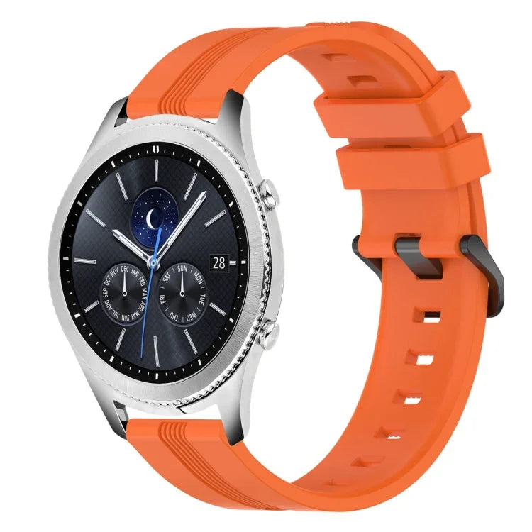 สายรัดนาฬิกาซิลิโคนลายเส้นเว้าขนาด 22 มม. สำหรับ Samsung Galaxy Watch3 ขนาด 45 มม., สำหรับ Samsung Galaxy Watch ขนาด 46 มม., สำหรับ Samsung Gear S3 Classic, สำหรับ Samsung Gear S3 Frontier