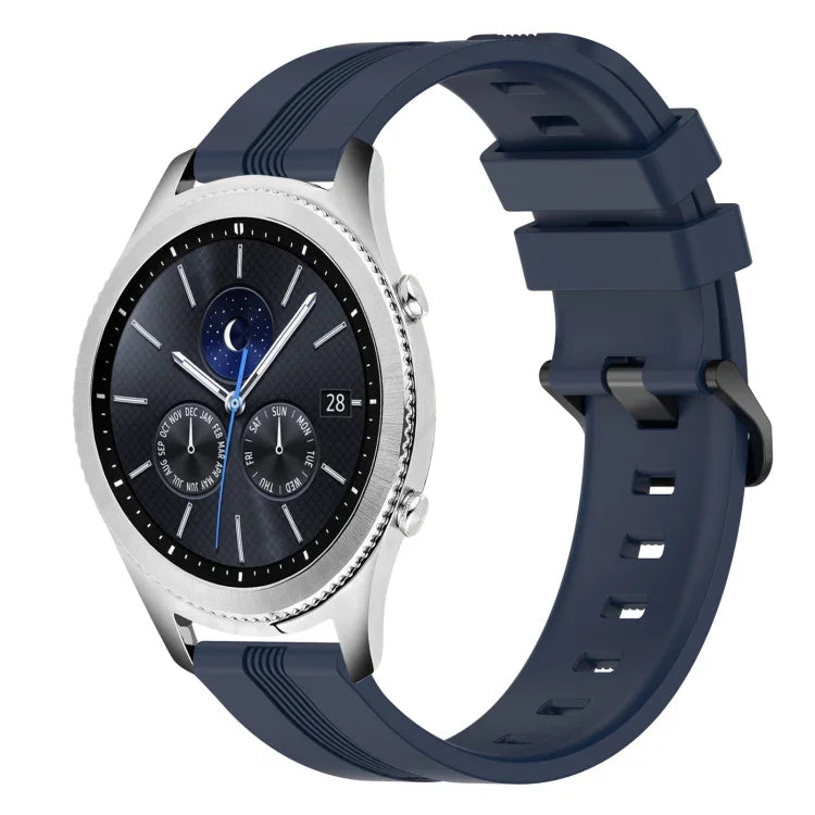 สายรัดนาฬิกาซิลิโคนลายเส้นเว้าขนาด 22 มม. สำหรับ Samsung Galaxy Watch3 ขนาด 45 มม., สำหรับ Samsung Galaxy Watch ขนาด 46 มม., สำหรับ Samsung Gear S3 Classic, สำหรับ Samsung Gear S3 Frontier