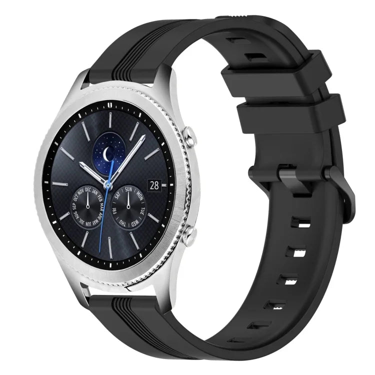 สายรัดนาฬิกาซิลิโคนลายเส้นเว้าขนาด 22 มม. สำหรับ Samsung Galaxy Watch3 ขนาด 45 มม., สำหรับ Samsung Galaxy Watch ขนาด 46 มม., สำหรับ Samsung Gear S3 Classic, สำหรับ Samsung Gear S3 Frontier