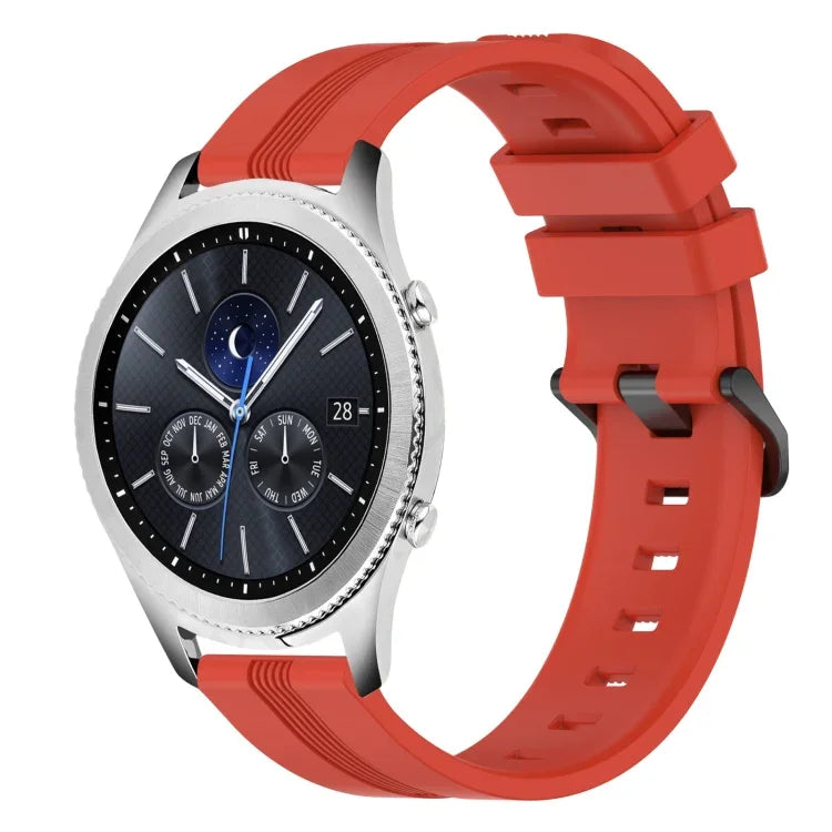 สายรัดนาฬิกาซิลิโคนลายเส้นเว้าขนาด 22 มม. สำหรับ Samsung Galaxy Watch3 ขนาด 45 มม., สำหรับ Samsung Galaxy Watch ขนาด 46 มม., สำหรับ Samsung Gear S3 Classic, สำหรับ Samsung Gear S3 Frontier