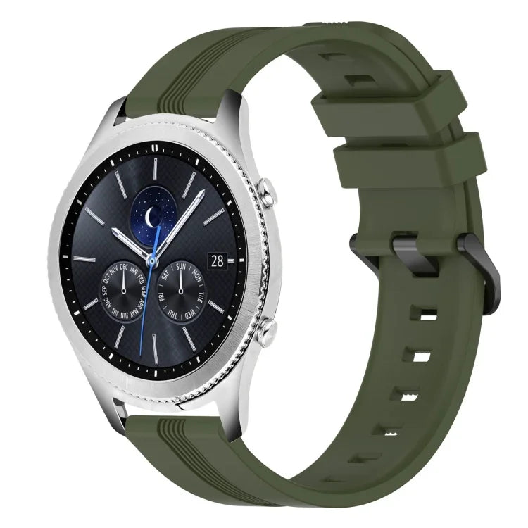 สายรัดนาฬิกาซิลิโคนลายเส้นเว้าขนาด 22 มม. สำหรับ Samsung Galaxy Watch3 ขนาด 45 มม., สำหรับ Samsung Galaxy Watch ขนาด 46 มม., สำหรับ Samsung Gear S3 Classic, สำหรับ Samsung Gear S3 Frontier