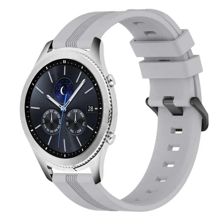 สายรัดนาฬิกาซิลิโคนลายเส้นเว้าขนาด 22 มม. สำหรับ Samsung Galaxy Watch3 ขนาด 45 มม., สำหรับ Samsung Galaxy Watch ขนาด 46 มม., สำหรับ Samsung Gear S3 Classic, สำหรับ Samsung Gear S3 Frontier