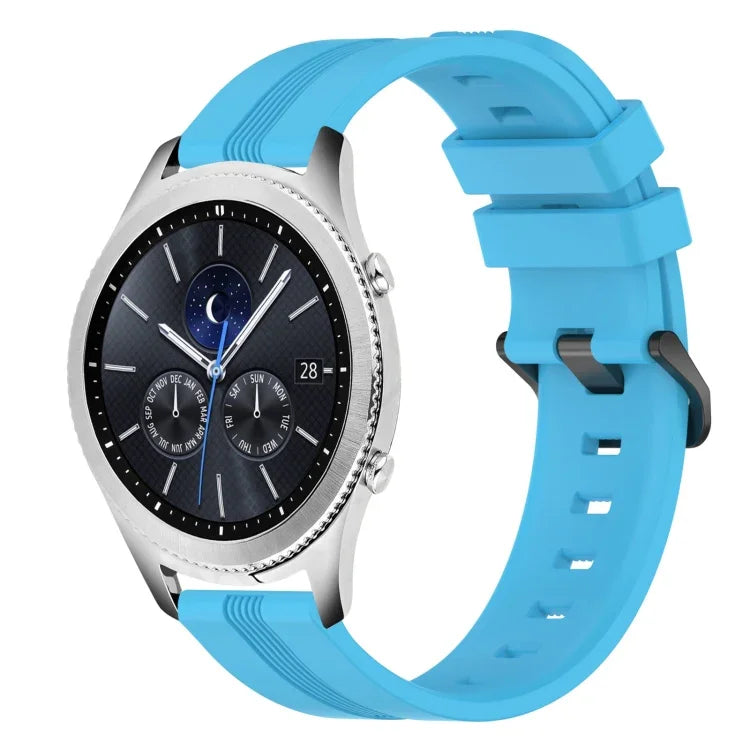 สายรัดนาฬิกาซิลิโคนลายเส้นเว้าขนาด 22 มม. สำหรับ Samsung Galaxy Watch3 ขนาด 45 มม., สำหรับ Samsung Galaxy Watch ขนาด 46 มม., สำหรับ Samsung Gear S3 Classic, สำหรับ Samsung Gear S3 Frontier