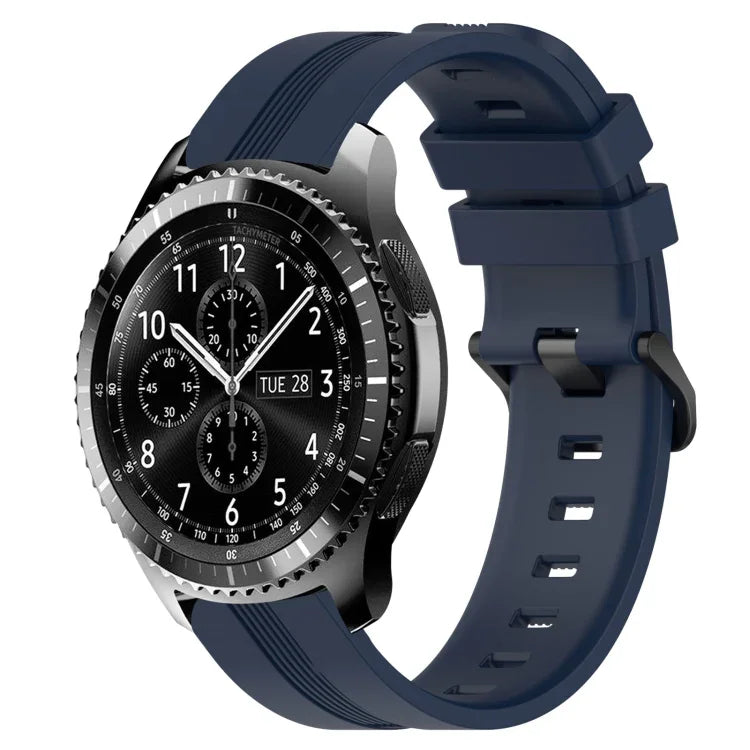 สายรัดนาฬิกาซิลิโคนลายเส้นเว้าขนาด 22 มม. สำหรับ Samsung Galaxy Watch3 ขนาด 45 มม., สำหรับ Samsung Galaxy Watch ขนาด 46 มม., สำหรับ Samsung Gear S3 Classic, สำหรับ Samsung Gear S3 Frontier