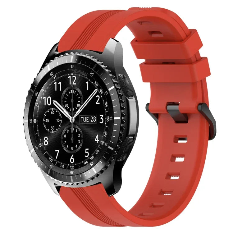 สายรัดนาฬิกาซิลิโคนลายเส้นเว้าขนาด 22 มม. สำหรับ Samsung Galaxy Watch3 ขนาด 45 มม., สำหรับ Samsung Galaxy Watch ขนาด 46 มม., สำหรับ Samsung Gear S3 Classic, สำหรับ Samsung Gear S3 Frontier