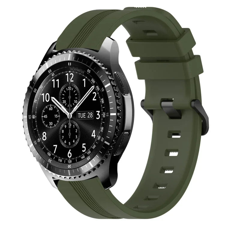 สายรัดนาฬิกาซิลิโคนลายเส้นเว้าขนาด 22 มม. สำหรับ Samsung Galaxy Watch3 ขนาด 45 มม., สำหรับ Samsung Galaxy Watch ขนาด 46 มม., สำหรับ Samsung Gear S3 Classic, สำหรับ Samsung Gear S3 Frontier