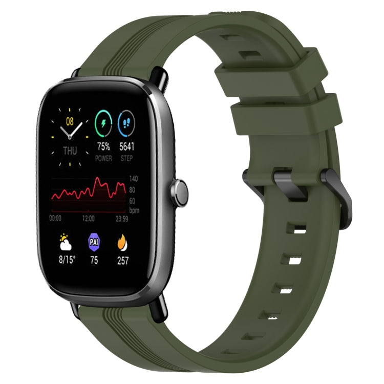 20mm Concave Striped Slicone Watch Band, For Amazfit GTS 4, For Amazfit GTS 3, For Amazfit GTS 2E, For Amazfit GTS 2 Mini