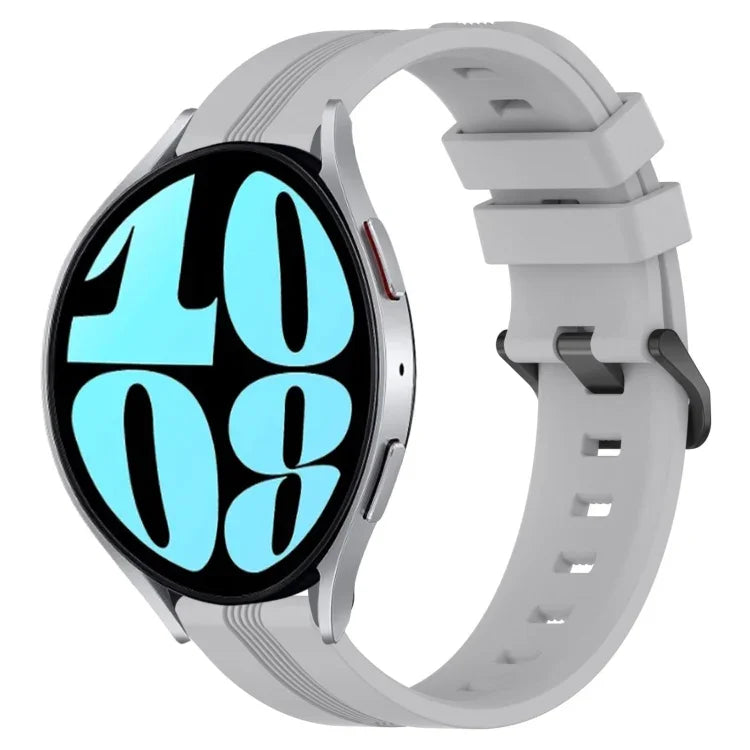 สายรัดนาฬิกาซิลิโคนลายเส้นเว้าขนาด 20 มม. สำหรับ Samsung Galaxy Watch 6 ขนาด 40 มม., สำหรับ Samsung Galaxy Watch 6 Classic ขนาด 43 มม.