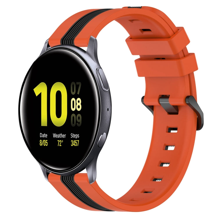 สายรัดนาฬิกาซิลิโคนสองสีแนวตั้งขนาด 20mm สำหรับ Samsung Galaxy Watch Active2 40mm, สำหรับ Samsung Galaxy Watch Active2 44mm, สำหรับ Samsung Galaxy Watch 42mm, สำหรับ Samsung Galaxy Watch 6 44mm
