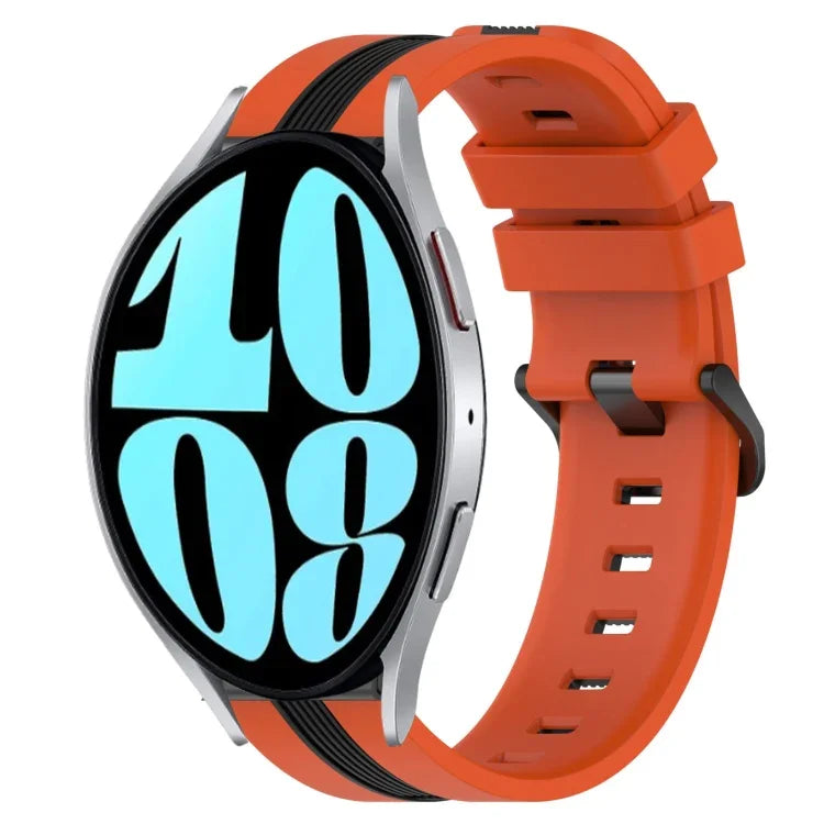 สายรัดนาฬิกาซิลิโคนสองสีแนวตั้ง 20 มม. สำหรับ Samsung Galaxy Watch 6 40 มม. / สำหรับ Samsung Galaxy Watch 6 Classic 43 มม.