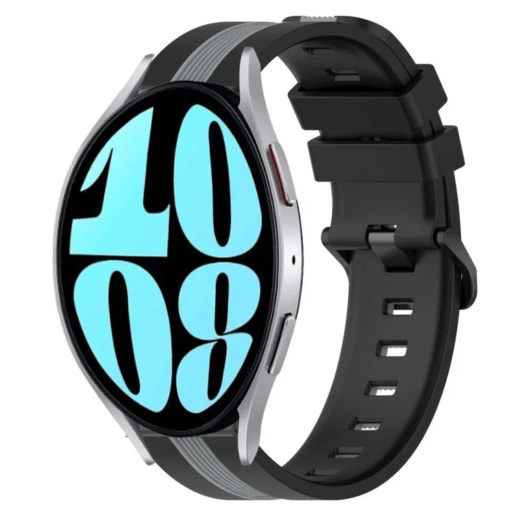 สายรัดนาฬิกาซิลิโคนสองสีแนวตั้ง 20 มม. สำหรับ Samsung Galaxy Watch 6 40 มม. / สำหรับ Samsung Galaxy Watch 6 Classic 43 มม.