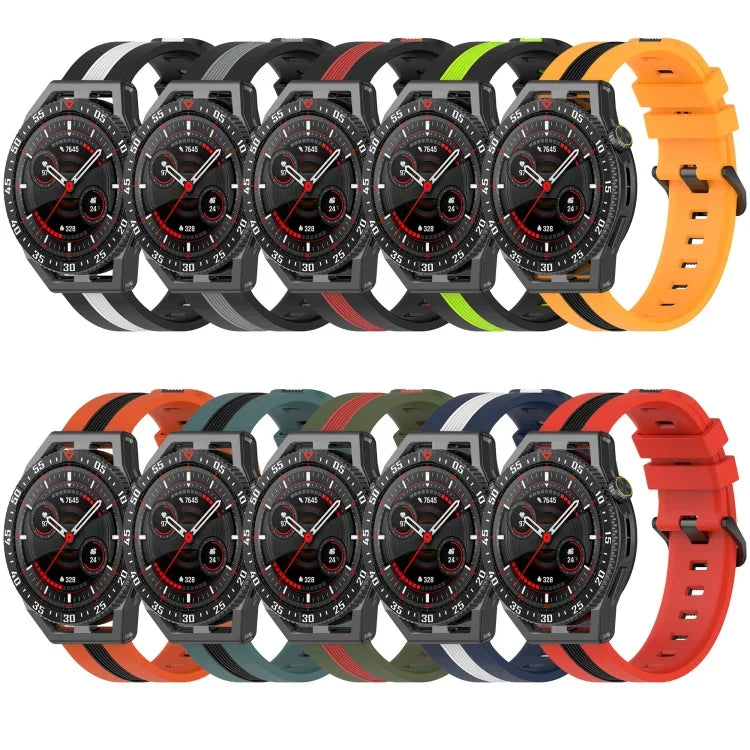 สายรัดนาฬิกาซิลิโคนสองสีแนวตั้ง 20 มม. สำหรับ Samsung Galaxy Watch 6 40 มม. / สำหรับ Samsung Galaxy Watch 6 Classic 43 มม.