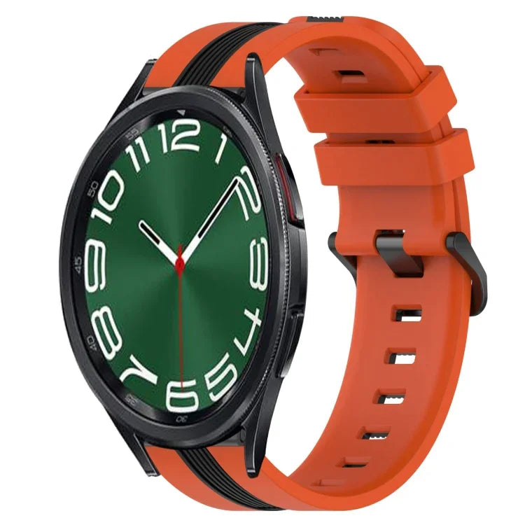 สายรัดนาฬิกาซิลิโคนสองสีแนวตั้ง 20 มม. สำหรับ Samsung Galaxy Watch 6 40 มม. / สำหรับ Samsung Galaxy Watch 6 Classic 43 มม.