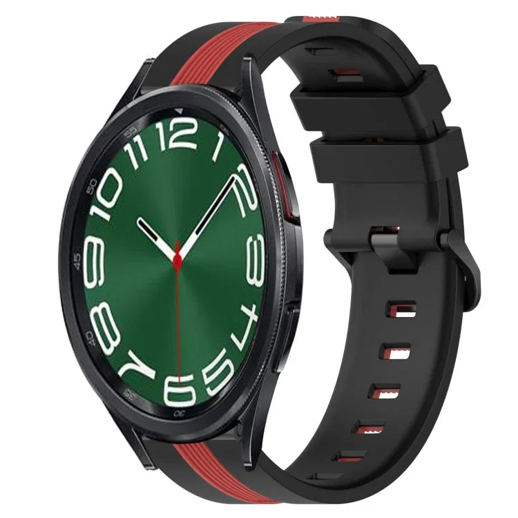 สายรัดนาฬิกาซิลิโคนสองสีแนวตั้ง 20 มม. สำหรับ Samsung Galaxy Watch 6 40 มม. / สำหรับ Samsung Galaxy Watch 6 Classic 43 มม.