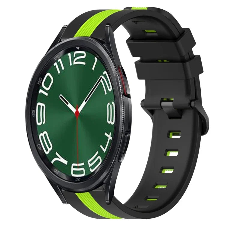 สายรัดนาฬิกาซิลิโคนสองสีแนวตั้ง 20 มม. สำหรับ Samsung Galaxy Watch 6 40 มม. / สำหรับ Samsung Galaxy Watch 6 Classic 43 มม.