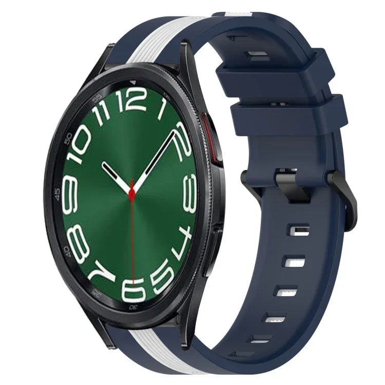 สายรัดนาฬิกาซิลิโคนสองสีแนวตั้ง 20 มม. สำหรับ Samsung Galaxy Watch 6 40 มม. / สำหรับ Samsung Galaxy Watch 6 Classic 43 มม.