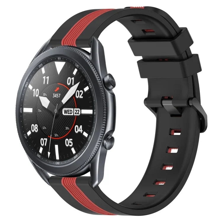 สายรัดนาฬิกาซิลิโคนสองสีแนวตั้งขนาด 22 มม. สำหรับ Samsung Galaxy Watch3 ขนาด 45 มม., สำหรับ Samsung Galaxy Watch ขนาด 46 มม., สำหรับ Samsung Gear S3 Classic, สำหรับ Samsung Gear S3 Frontier