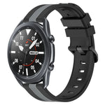 สายรัดนาฬิกาซิลิโคนสองสีแนวตั้งขนาด 22 มม. สำหรับ Samsung Galaxy Watch3 ขนาด 45 มม., สำหรับ Samsung Galaxy Watch ขนาด 46 มม., สำหรับ Samsung Gear S3 Classic, สำหรับ Samsung Gear S3 Frontier