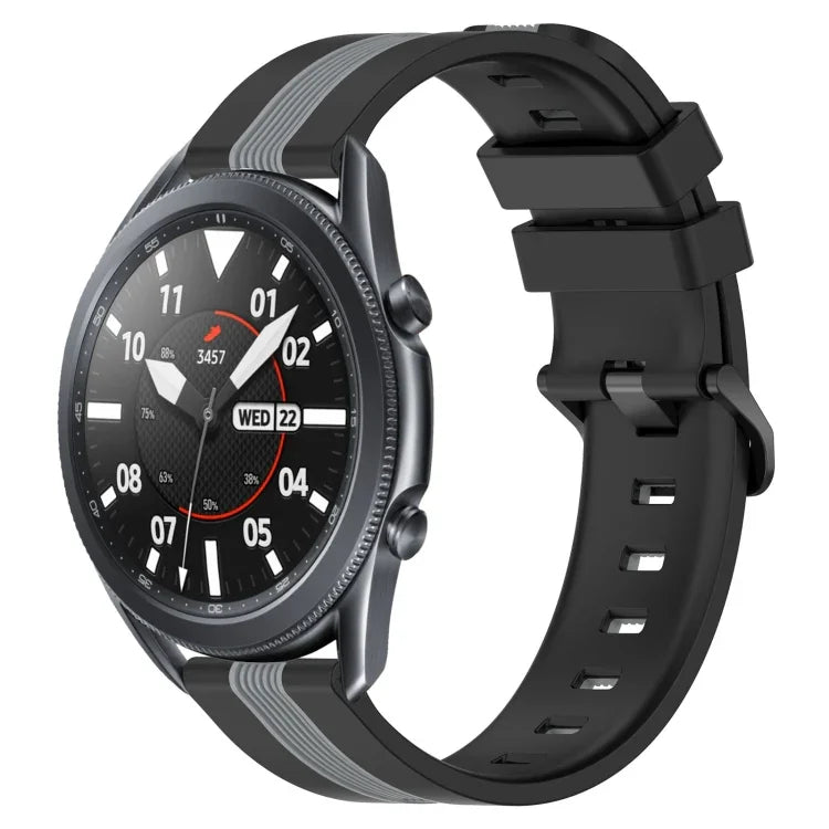 สายรัดนาฬิกาซิลิโคนสองสีแนวตั้งขนาด 22 มม. สำหรับ Samsung Galaxy Watch3 ขนาด 45 มม., สำหรับ Samsung Galaxy Watch ขนาด 46 มม., สำหรับ Samsung Gear S3 Classic, สำหรับ Samsung Gear S3 Frontier
