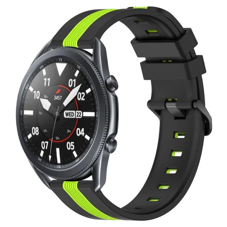 สายรัดนาฬิกาซิลิโคนสองสีแนวตั้งขนาด 22 มม. สำหรับ Samsung Galaxy Watch3 ขนาด 45 มม., สำหรับ Samsung Galaxy Watch ขนาด 46 มม., สำหรับ Samsung Gear S3 Classic, สำหรับ Samsung Gear S3 Frontier