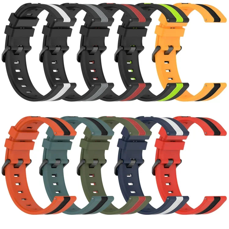 สายรัดนาฬิกาซิลิโคนสองสีแนวตั้งขนาด 22 มม. สำหรับ Samsung Galaxy Watch3 ขนาด 45 มม., สำหรับ Samsung Galaxy Watch ขนาด 46 มม., สำหรับ Samsung Gear S3 Classic, สำหรับ Samsung Gear S3 Frontier