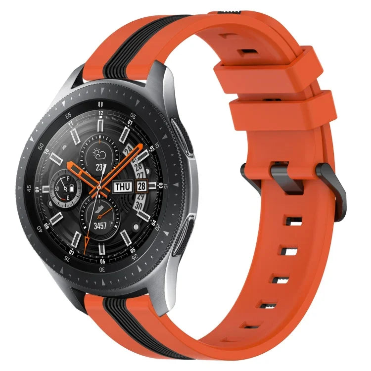 สายรัดนาฬิกาซิลิโคนสองสีแนวตั้งขนาด 22 มม. สำหรับ Samsung Galaxy Watch3 ขนาด 45 มม., สำหรับ Samsung Galaxy Watch ขนาด 46 มม., สำหรับ Samsung Gear S3 Classic, สำหรับ Samsung Gear S3 Frontier