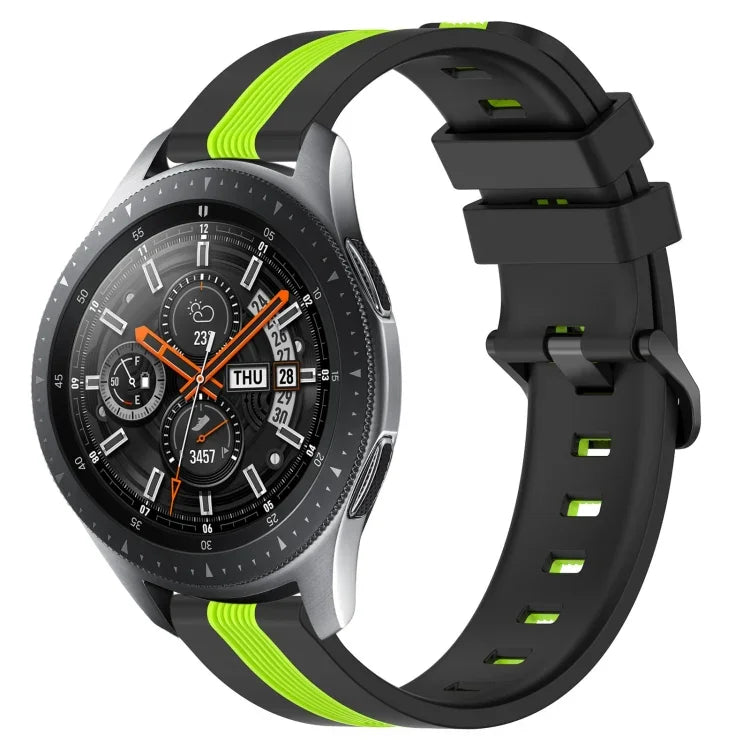 สายรัดนาฬิกาซิลิโคนสองสีแนวตั้งขนาด 22 มม. สำหรับ Samsung Galaxy Watch3 ขนาด 45 มม., สำหรับ Samsung Galaxy Watch ขนาด 46 มม., สำหรับ Samsung Gear S3 Classic, สำหรับ Samsung Gear S3 Frontier