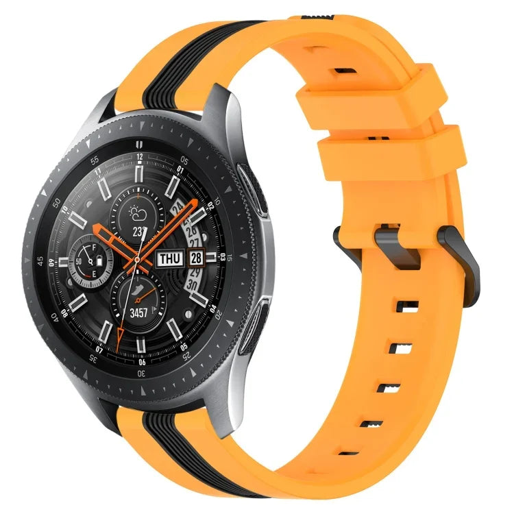 สายรัดนาฬิกาซิลิโคนสองสีแนวตั้งขนาด 22 มม. สำหรับ Samsung Galaxy Watch3 ขนาด 45 มม., สำหรับ Samsung Galaxy Watch ขนาด 46 มม., สำหรับ Samsung Gear S3 Classic, สำหรับ Samsung Gear S3 Frontier
