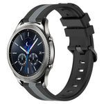 สายรัดนาฬิกาซิลิโคนสองสีแนวตั้งขนาด 22 มม. สำหรับ Samsung Galaxy Watch3 ขนาด 45 มม., สำหรับ Samsung Galaxy Watch ขนาด 46 มม., สำหรับ Samsung Gear S3 Classic, สำหรับ Samsung Gear S3 Frontier