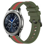 สายรัดนาฬิกาซิลิโคนสองสีแนวตั้งขนาด 22 มม. สำหรับ Samsung Galaxy Watch3 ขนาด 45 มม., สำหรับ Samsung Galaxy Watch ขนาด 46 มม., สำหรับ Samsung Gear S3 Classic, สำหรับ Samsung Gear S3 Frontier