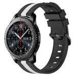 สายรัดนาฬิกาซิลิโคนสองสีแนวตั้งขนาด 22 มม. สำหรับ Samsung Galaxy Watch3 ขนาด 45 มม., สำหรับ Samsung Galaxy Watch ขนาด 46 มม., สำหรับ Samsung Gear S3 Classic, สำหรับ Samsung Gear S3 Frontier