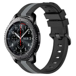 สายรัดนาฬิกาซิลิโคนสองสีแนวตั้งขนาด 22 มม. สำหรับ Samsung Galaxy Watch3 ขนาด 45 มม., สำหรับ Samsung Galaxy Watch ขนาด 46 มม., สำหรับ Samsung Gear S3 Classic, สำหรับ Samsung Gear S3 Frontier